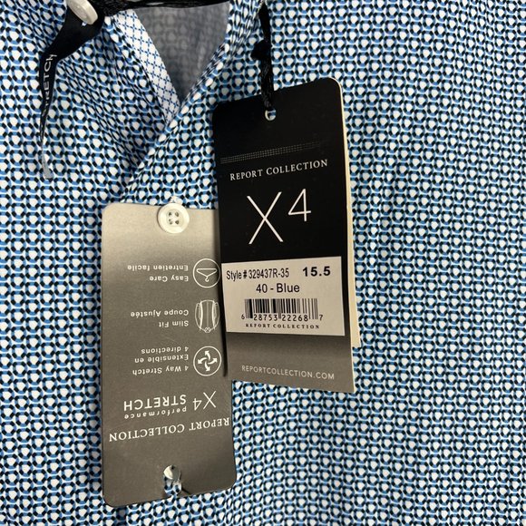 NWT Report Collection X4 Performance Stretch Button Front Shirt M 15 1/2" 34" - Picture 4 of 11